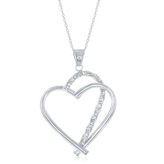 Sterling Silver Diamond-Cut Half Heart Pendant