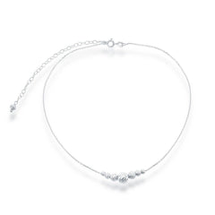 Sterling Silver Diamond-Cut Moon Beads Choker Necklace