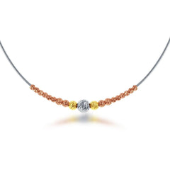Sterling Silver Diamond Cut Omega Beads Necklace