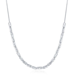 Sterling Silver Diamond Moon Cut Bead Necklace