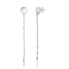 Sterling Silver Disc Dangling Fancy Chain Earrings