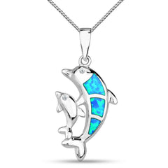Sterling Silver Dolphin CZ Pendant