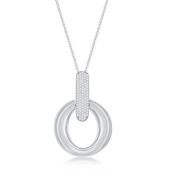Sterling Silver Door-Knocker Pave Pendant Chain