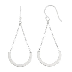 Sterling Silver Double Chain with Dangling Curve Hook Earrings