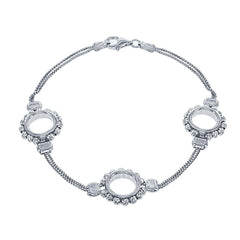 Sterling Silver Double Chain with Open Circle Bracelet, 7.5