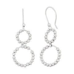 Sterling Silver Double Open Circle with Beads Earrings