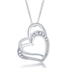 Sterling Silver Double Open Heart Pendant Chain