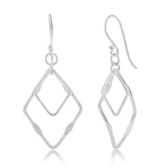 Sterling Silver Double Open Square Earrings