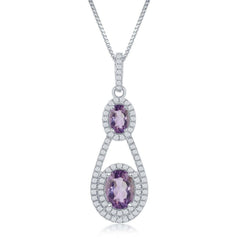 Sterling Silver Double Oval Amethyst Necklace