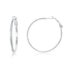 Sterling Silver Double Ridge Hoop Earrings, 35 mm