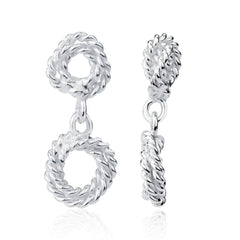 Sterling Silver Double Rope Open Circle Earrings