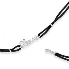 Sterling Silver Double-Strand Black Cord CZ 