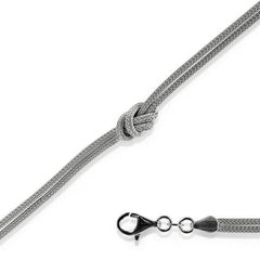 Sterling Silver Double-Strand Center Knot Bracelet, 7