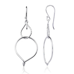 Sterling Silver Double Twisted Teardrop Dangling Earrings