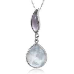 Sterling Silver Doublet Teardrop & Amethyst Cat's Eye Necklace