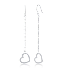 Sterling Silver Fancy Chain Open Heart Earrings