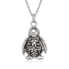 Sterling Silver Fancy Oxidized Penguin Pendant