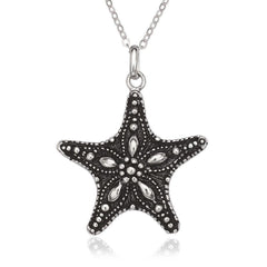 Sterling Silver Fancy Oxidized Starfish Pendant
