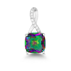Sterling Silver Figure 8 Square Rainbow CZ Pendant