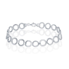 Sterling Silver Flat and Shiny Alternating Circle Bracelet