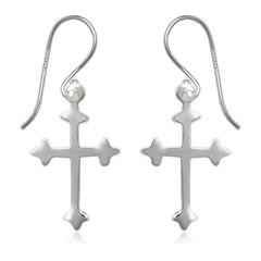 Sterling Silver Flat Cross Earrings
