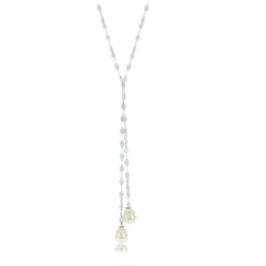 Sterling Silver Flat Mirror Chain with FWP Lariat Necklace