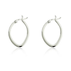 Sterling Silver Flat Oval Hoop Earrings