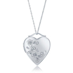 Sterling Silver Floral Design Heart Locket