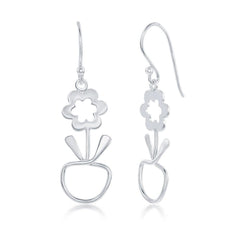 Sterling Silver Flower and Apple Designed Earrings