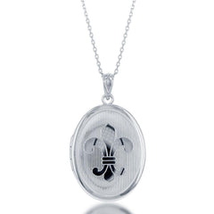 Sterling Silver Fluer De Lis Oval Locket