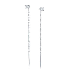 Sterling Silver Four Prong Chain Threader Earrings