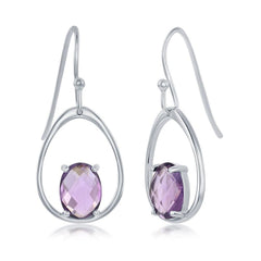 Sterling Silver Four Prong Purple Amethyst Earrings