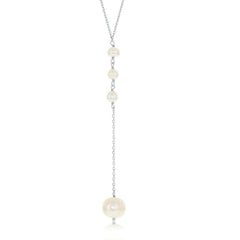Sterling Silver Freshwater Pearl 'Y' Design Lariat Necklace
