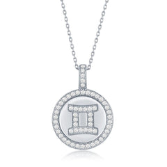 Sterling Silver Gemini Zodiac Disc Pendant Chain
