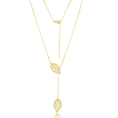 Sterling Silver Gold Leaf Hanging Chain Necklace