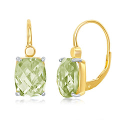 Sterling Silver Gold Plated 4.904cttw Green Amethyst Earrings