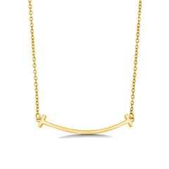 Sterling Silver Gold Plated Double T Curved Bar Necklace