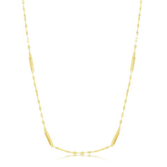 Sterling Silver Gold Plated Fancy Chain & Bars Necklace