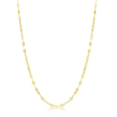 Sterling Silver Gold Plated Flat Mirror Oval Chain, 16