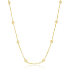 Sterling Silver Gold Plated Grid Square Beaded Chain, 18