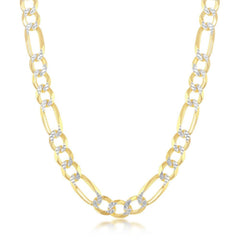 Sterling Silver Gold Plated Pave 7mm Figaro Chain, 22