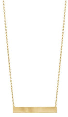Sterling Silver Gold Plated Plain Sideways Bar Necklace