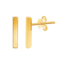Sterling Silver Gold Plated Small Thin Bar Stud Earrings