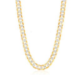 Sterling Silver GP 7.3mm Flat Pave Cuban Chain, 22