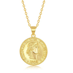 Sterling Silver GP Confoederatio Helvetica Coin-Style Necklace