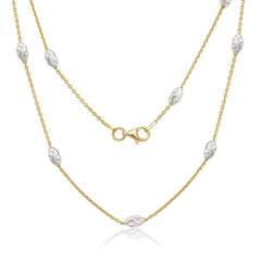 Sterling Silver GP Diamond Cut Oval Moon Bead Chain, 18