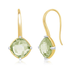 Sterling Silver GP Four Prong Green 6.88cttw Amethyst Earrings