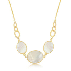 Sterling Silver GP Mother of Pearl Triple Oval Linked Necklace