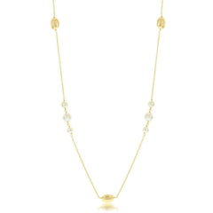 Sterling Silver GP Small Round FWP with Oval Beads Necklace