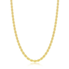 Sterling Silver GP Solid Diamond-Cut 3mm Rope Chain, 24